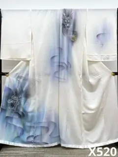付け下げ訪問着 仮絵羽 未仕立て 銀彩 手描き ストーン 龍 正絹 X520のサムネイル