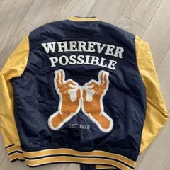 ZARA スタジャン ネイビー/イエロー ティガー刺繍