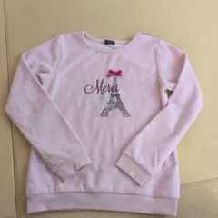 エッフェル塔刺繍ピンクトレーナー 150