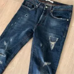 ZARA ペイントUSED加工ストレッチスキニーデニムパンツ