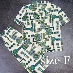 【レトロ90s】【希少】 夏用エスニック系半袖バブリースーツ上下セット