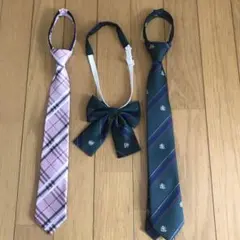 制服用リボンネクタイセット　制服リボン　制服ネクタイ　グリーンとピンク