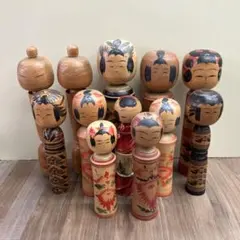 D-2 昭和レトロ 伝統工芸 伝統こけし 12体セット まとめ売り 郷土玩具