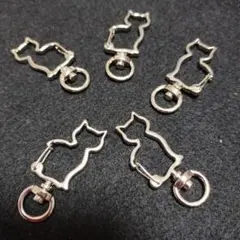 未使用 猫 チャーム パーツ ナスカン 5個セット