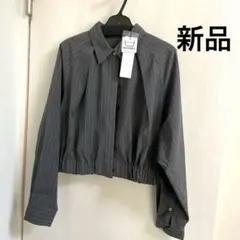 新品ELENDEEK シャツ ブルゾン ショート丈 ストライプ ダークグレーのサムネイル