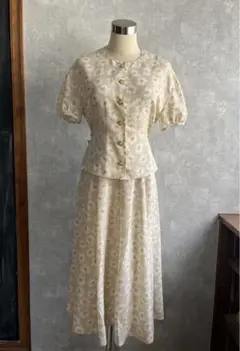 古着　ヴィンテージ  レトロ　総柄　セットアップ　used ビンテージ　希少