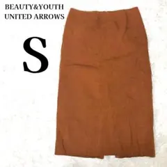 ビューティー＆ユース フェイクスエード 後ろスリット ロングタイトスカート S