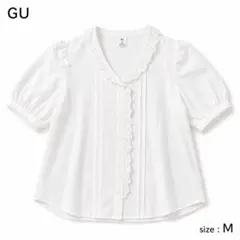 GU レース付き 半袖シャツ ホワイト M