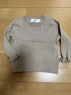 H&M ベージュ フリル　リブニット 92cm