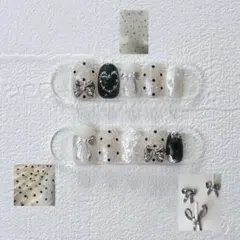 【35】ネイルチップ/韓国/ニュアンス/星/リボン/マグネット/うるうる/