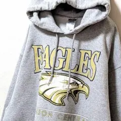 ジャージーズジョンソンセントラルイーグルス スウェット パーカーグレーL古着