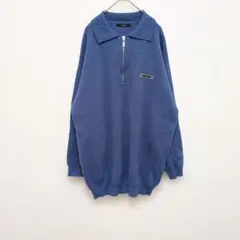 メンズ　EMODA 　ハーフジップニット　セーター フリーサイズ　ブルー