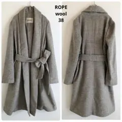 244ロペROPEライトグレー ウール着回しミドルガウンコート38M毛