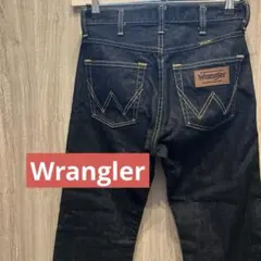 【美品】Wrangler高級ストレートデニム 革パッチ インディゴ 古着 W28のサムネイル
