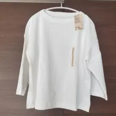 【新品未使用】無印良品　ポートネック七分袖Tシャツ　白　Lサイズ　婦人