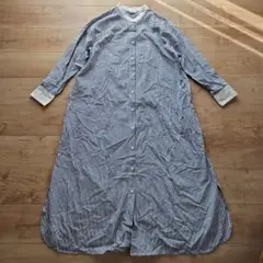 ☆SONNY LABELバンドカラーブルーストライプロングシャツワンピース美品☆