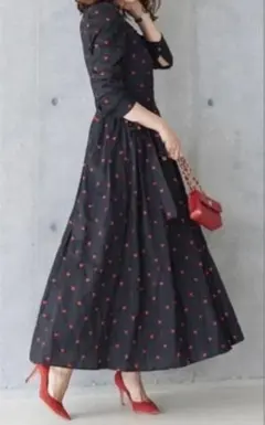 1 2026SS 完売品 新品 OBLI ストライプハート刺繍ワンピース ブルー