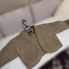 ベージュ ニットカーディガン 着丈42cm　【フリーサイズ】