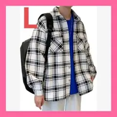 チェック柄 長袖シャツ メンズ ゆったりカジュアル ジャケット Lサイズ