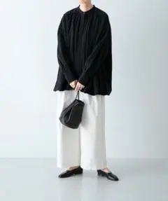 25SSタグ付未使用＊かぐれ コットンスモッキングブラウス F 長袖 ブラック黒 楽天市場】コットンスモッキングブラウス／かぐれ（kagure