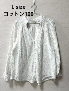 エラン♦︎アイレットレース ブラウス　刺繍　コットン100% 美品