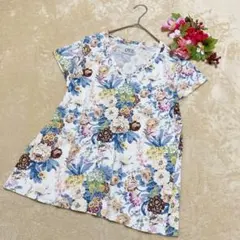 【UNIQLO UTユニクロ】エピス デザイン Vネック半袖TフラワープリントＬ