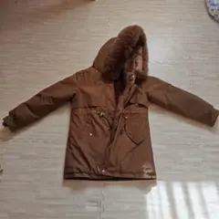 ブラウン ジャケット ファー付きフード