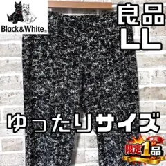 【早い者勝ち✨】ブラックアンドホワイト レディース ゴルフパンツ LL 黒/総柄のサムネイル