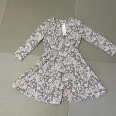 GU フラワープリント ワンピース Lサイズ グレー