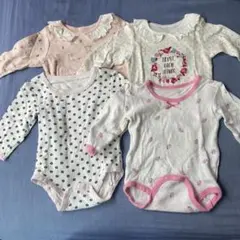 【美品】女の子用　長袖肌着　ロンパース　サイズ80 4枚セット