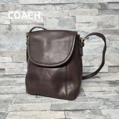 COACH オールドコーチ フラップ ショルダーバッグ 4108 レザー 茶