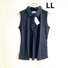 Soobinieクラス感あふれる上品シャツ襟ノースリーブ13号LL