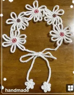 手編み　大きなお花のヘアバンド♡カチューシャ♡チョーカー☆白