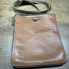 美品/DOUBLES ブラウンレザー ショルダーバッグ