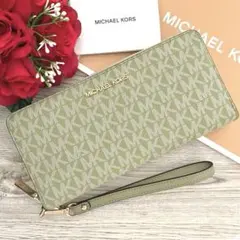 《新品未使用》MICHAEL KORS 長財布　グリーン　シグネチャー 長財布