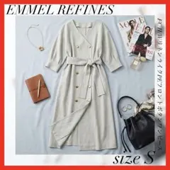 EMMEL REFINES✨FC H/WリネンライクPEフロントボタンワンピース