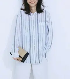 【23区】LIBECOリネン100% 2wayストライプ柄シャツ 比翼仕立 46 23区】LIBECOリネン100% 2wayストライプ柄シャツ 比翼仕立 46 - メルカリ