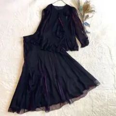 社交ダンス セットアップ L 日本製 黒 赤 紫 光沢 ステージ衣装 レッスン