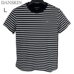 ダンスキン 半袖メッシュTシャツ L ボーダー 黒 ヨガ トレーニングウエアのサムネイル