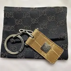 GUCCI ベージュ　レザー　キーホルダー