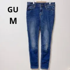 ジーユー ブルー デニムルックススキニーパンツ シンプル 無地 ジーパン 63