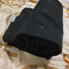 ラメ入り 黒ストライプ生地 約150×200cm／しっかり厚手ブラウン＆白ライン