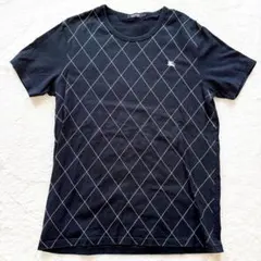 美品　バーバリーブラックレーベル　Tシャツ　アーガイル　黒　L大きい　刺繍