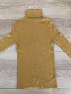 ユニクロ　エクストラファインメリノ　リブタートルネックセーター　イエロー　L