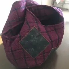 和風の手作りバックです。紫の生地に紺のパッチワークをしました