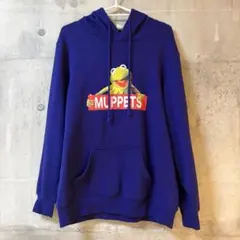 カーミット パーカー 紫 L 裏起毛 ディズニー マペッツ キャラクター 古着