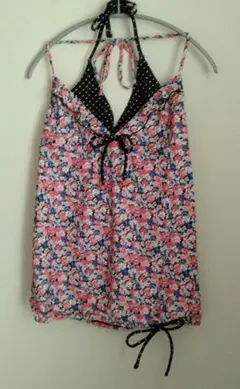 ✤タンキニ　トップスのみ　小花　水玉　水着　Lサイズ　11号