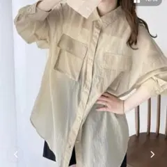 クラシカルエルフ　立体ポケットシアーシャツ　ベージュ