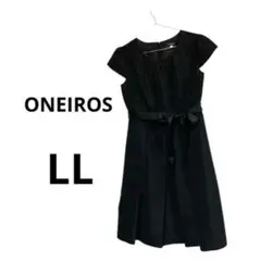 ONEIROS 総柄　ワンピース　フォーマル　フレンチ　リボン　13号　LL