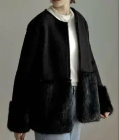 ファー ノーカラージャケット